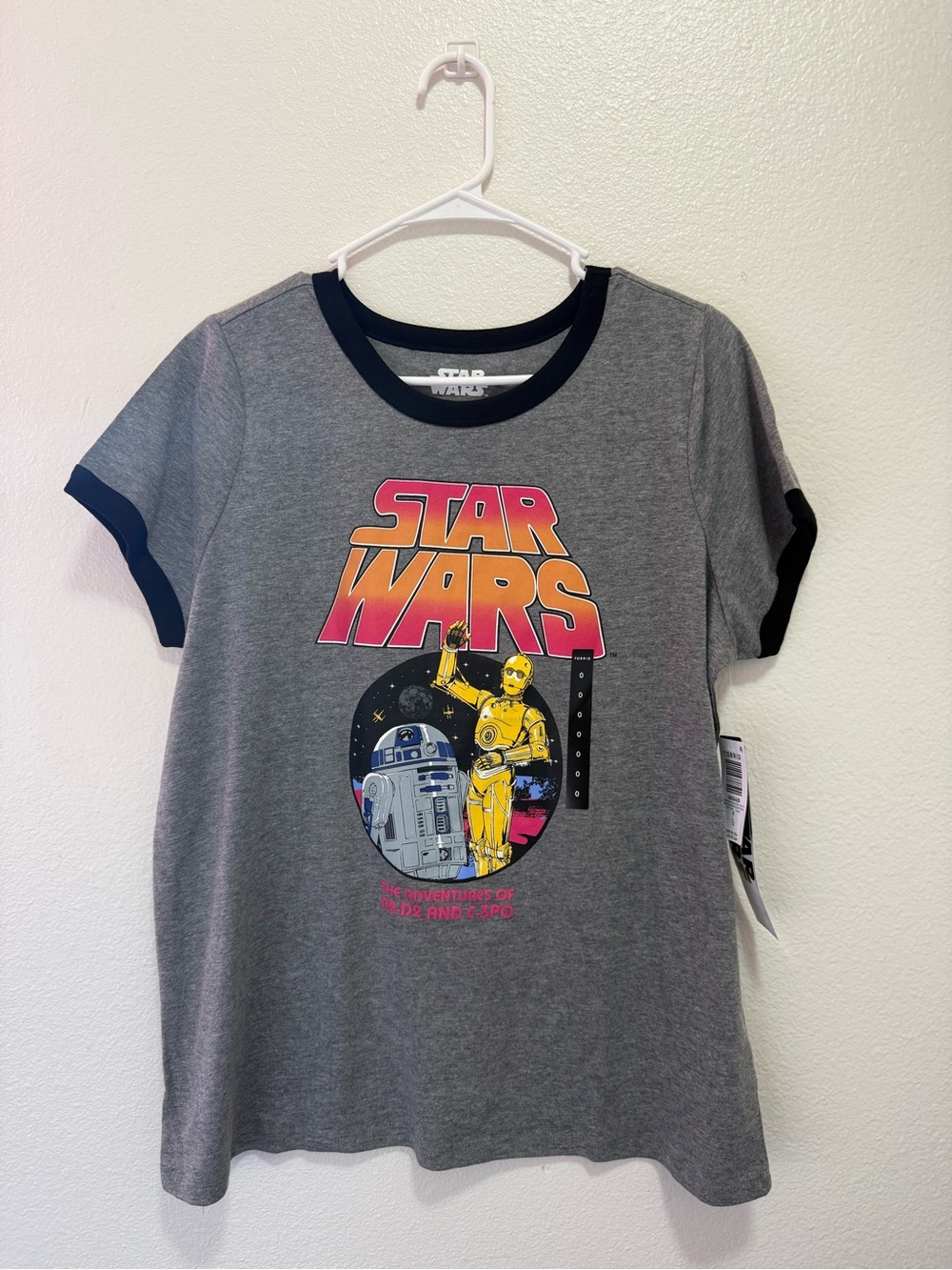 Star Wars Grey Tee with Black Trim and Retro Logo